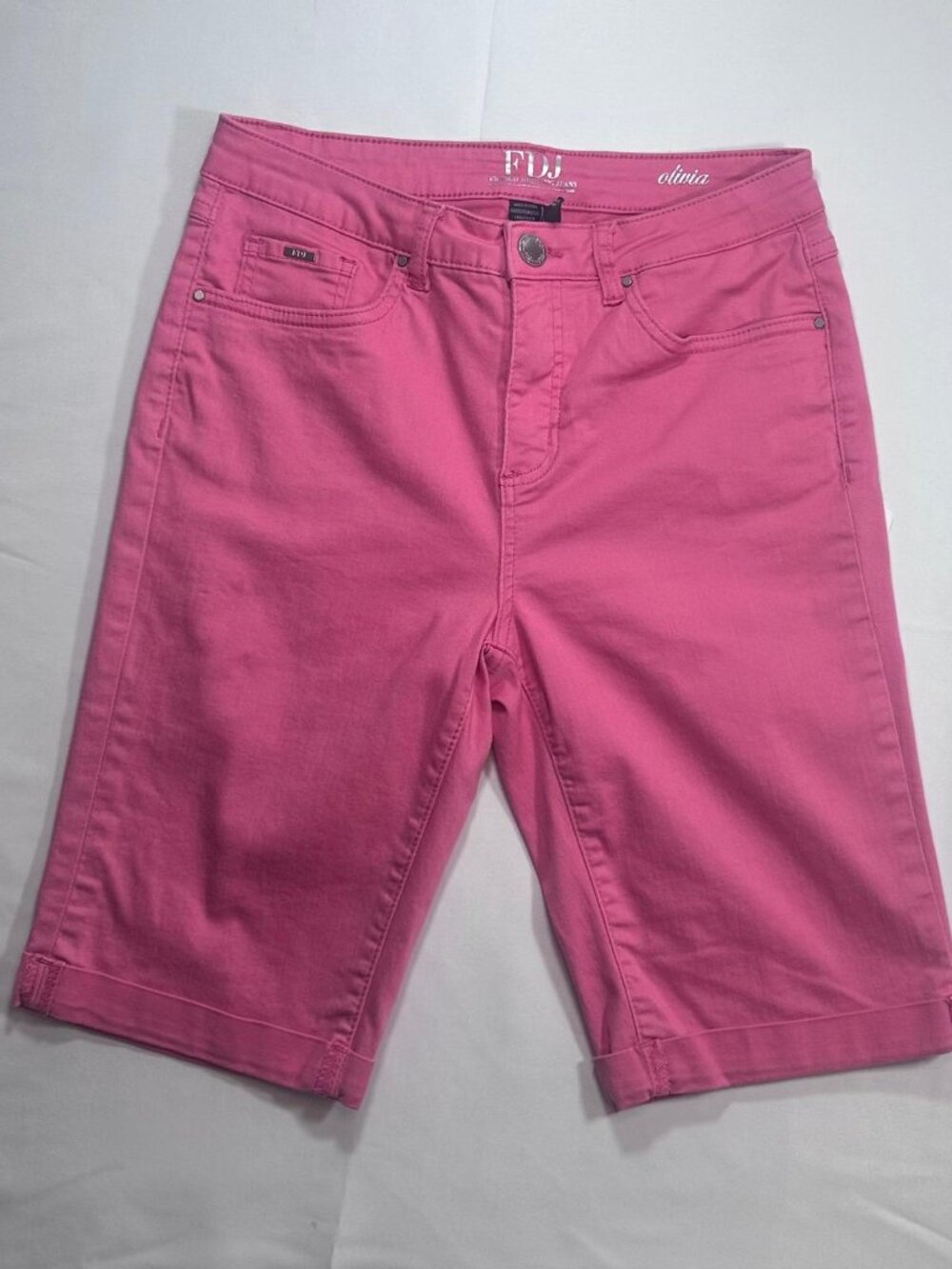 FDJ French Dressing Jeans Pink Olivia Bermuda Shorts Size 8 Cuffed 